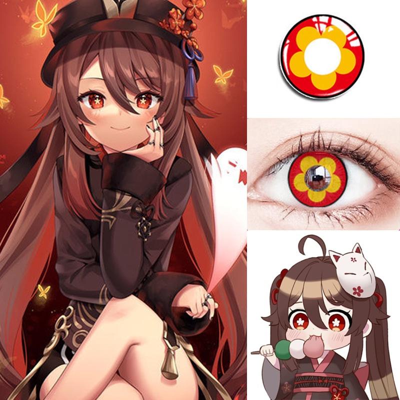 2pcs/1par Graded Colored Contact Lens Colorido Anime Pupil Genshin Nahida Hutao Cosplay