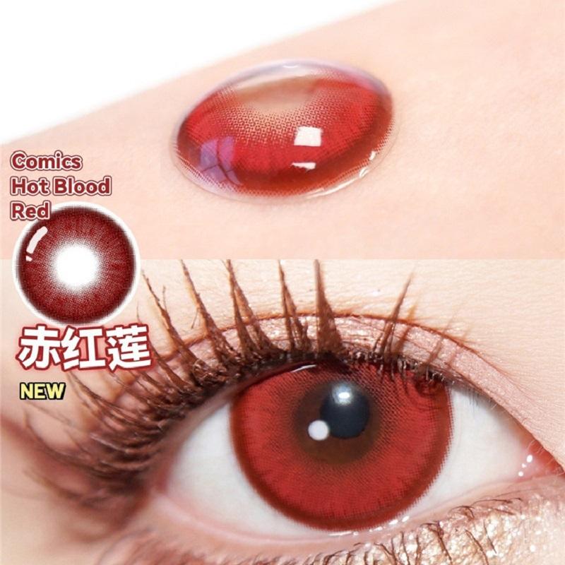 Lentes de contato coloridas para cosplay 2 peças/1 par coloridas anime softlens pupila de vampiro vermelho