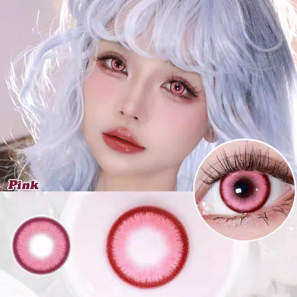 Graded 2pcs/1pair Cosplay Colored Contact Lenses Coloured Anime Softlens Dream Pink Pupil
