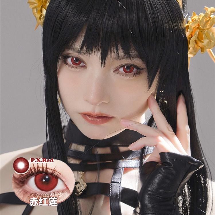 Lentes de contato coloridas para cosplay 2 peças/1 par coloridas anime softlens pupila de vampiro vermelho