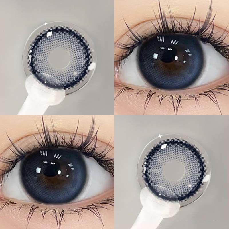 1pair Smudging Navy Colored Contact Lenses 14.2mm 12months