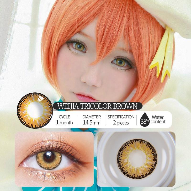 Lentes de contacto de colores para cosplay, 2 unidades/1 par, para maquillaje de ojos, pupila de anime de colores